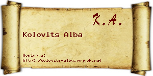 Kolovits Alba névjegykártya
