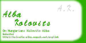 alba kolovits business card